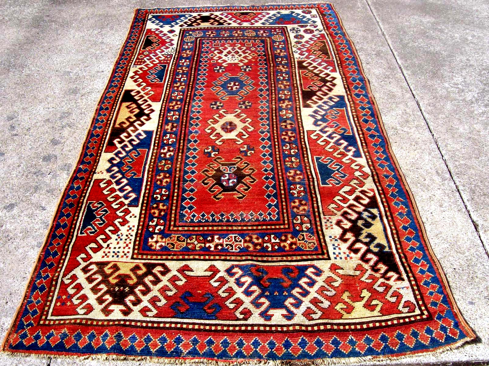 Bordjalou Kazak Caucasian rug circa 1870