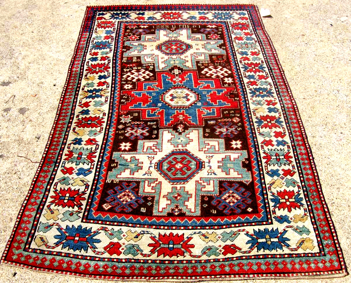 Lesghian Caucasian rug cira 1870-1880